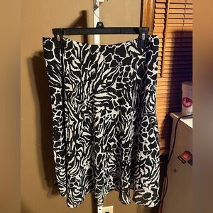 Covington Black and White Animal Print Midi Skirt
